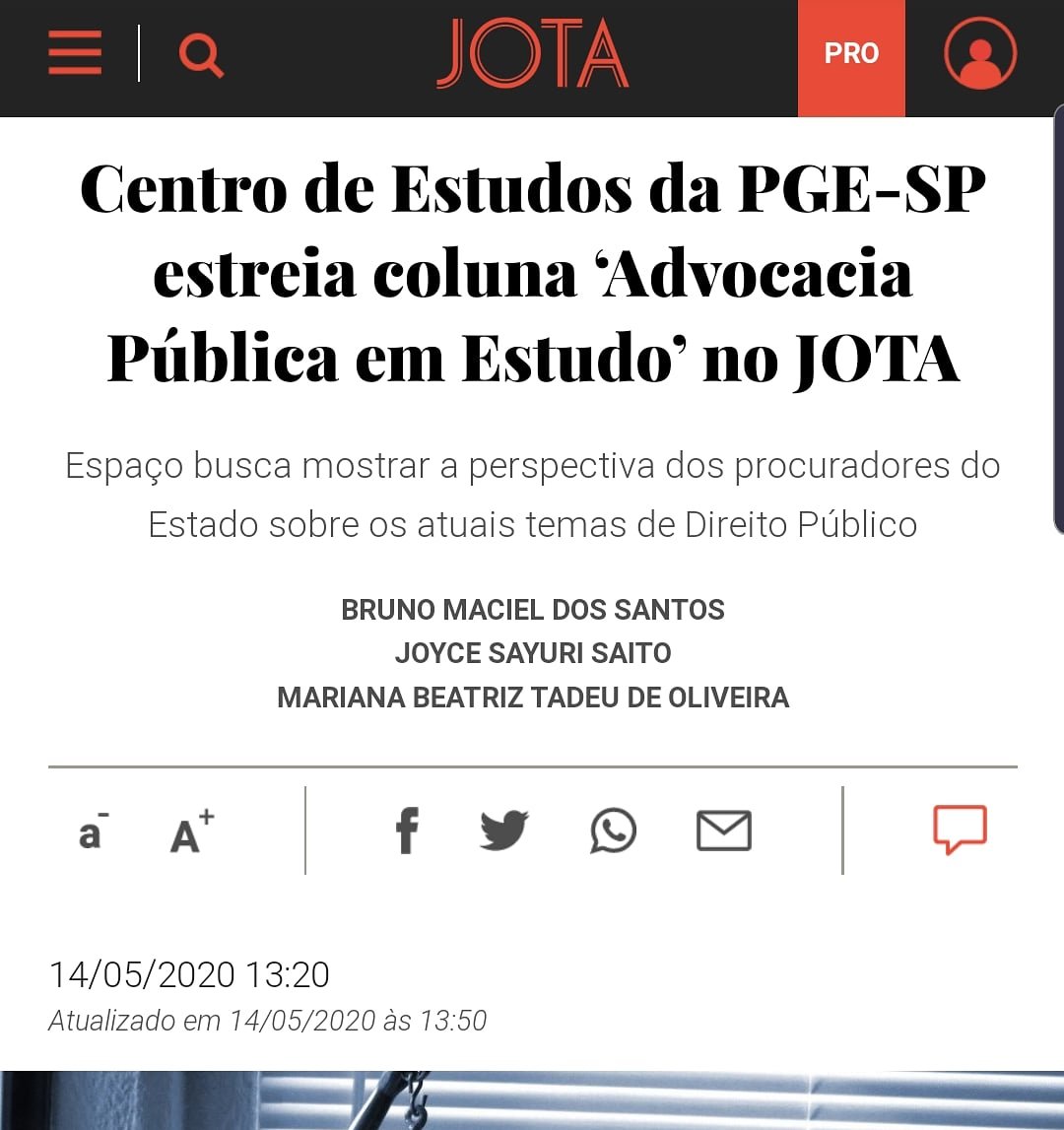 Centro de Estudos da PGE-SP estreia coluna  “Advocacia Publica em Estudo” no JOTA